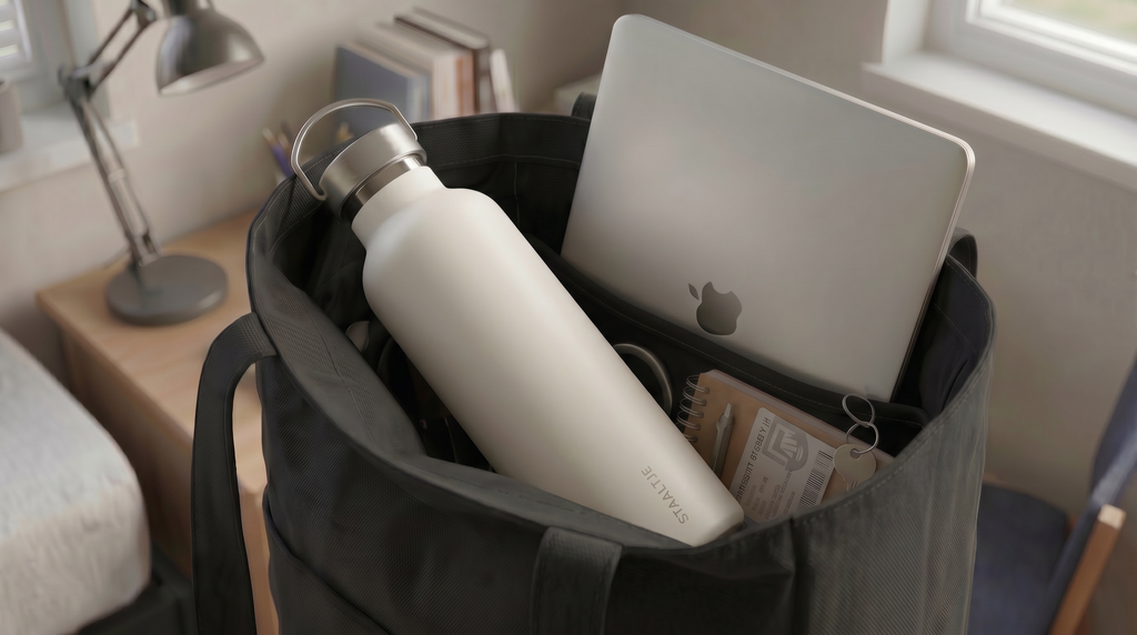 Premium RVS Thermosfles 1000ML Crème