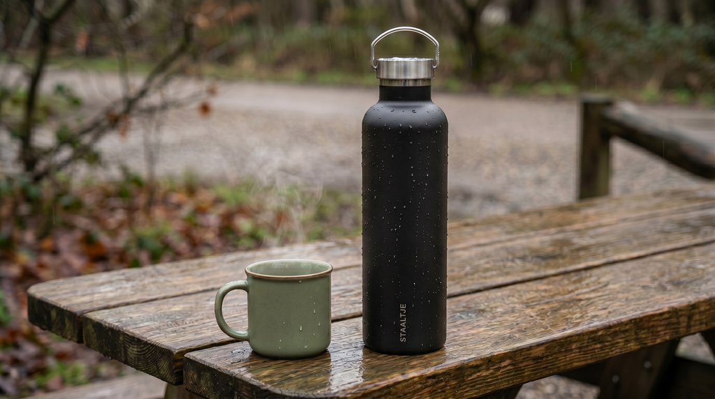 Premium RVS Thermosfles 1000ML Zwart