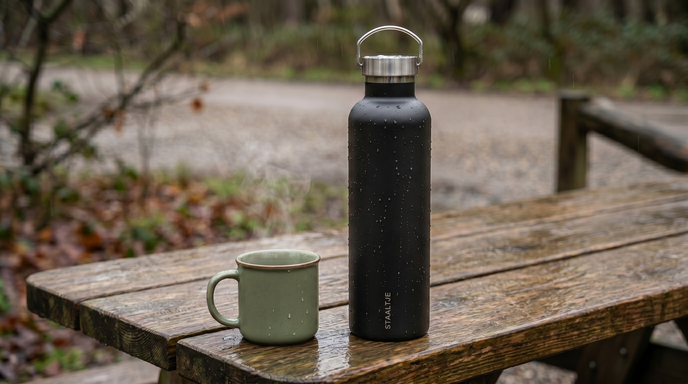Premium RVS Thermosfles 1000ML Zwart