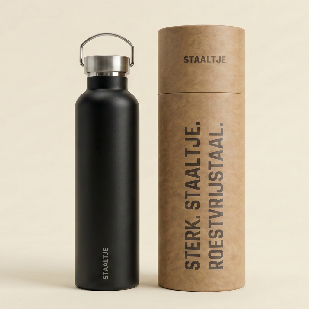 Premium RVS Thermosfles 1000ML Zwart