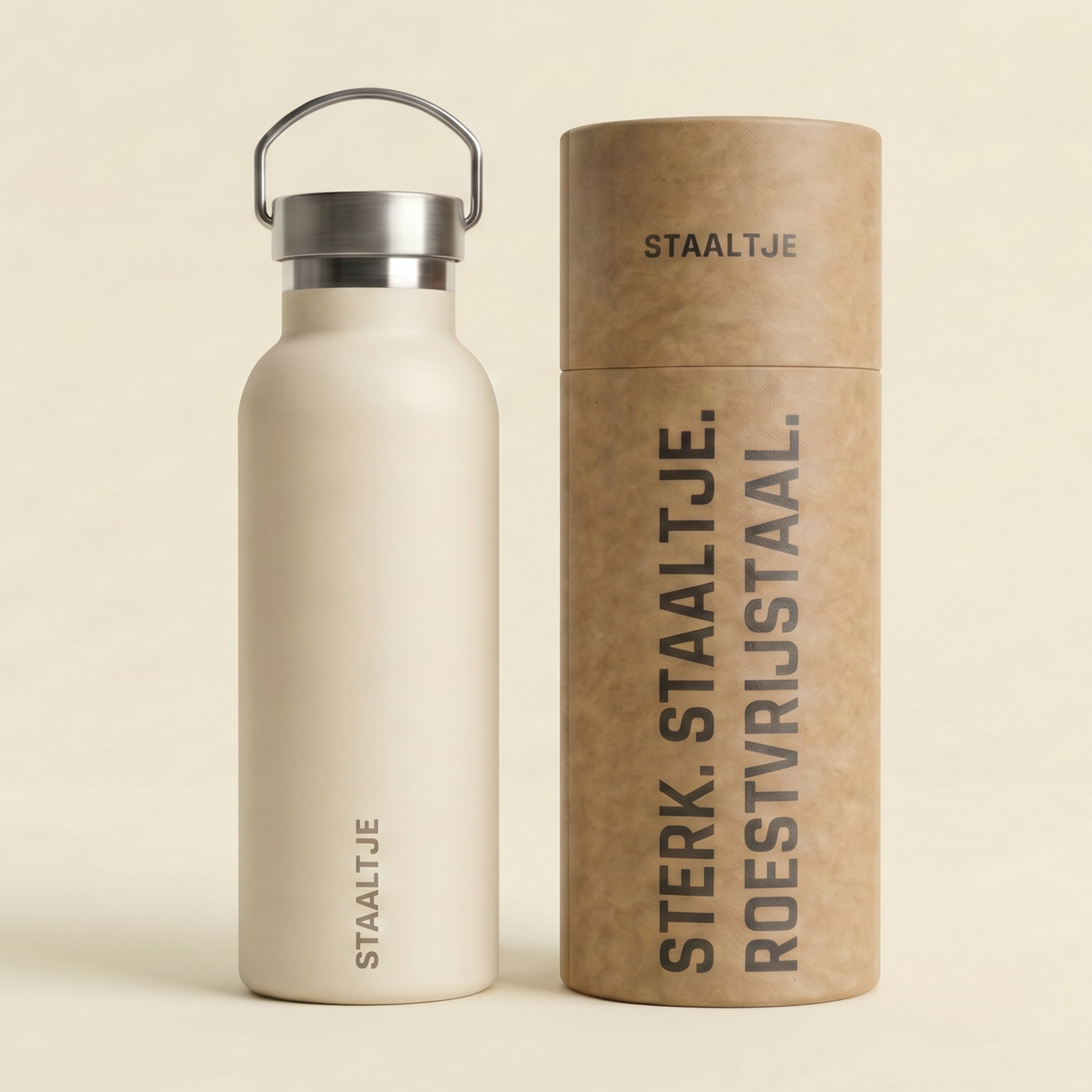Premium RVS Drinkfles 500ML Crème