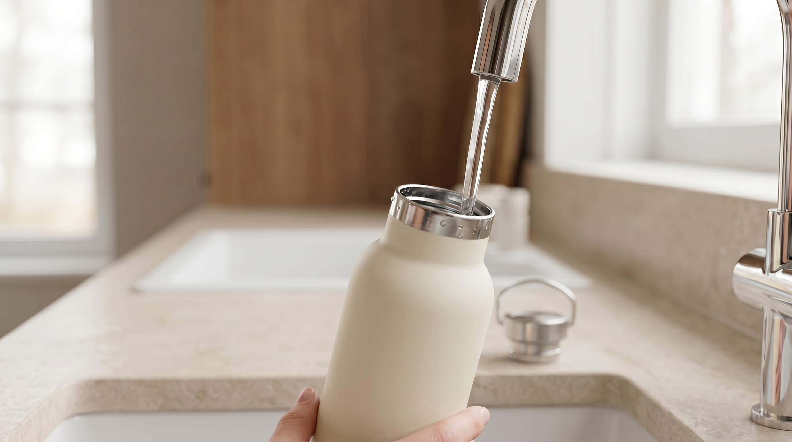 Premium RVS Drinkfles 500ML Crème